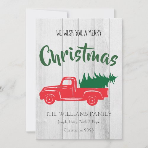Red Vintage Truck Personalized Christmas Card