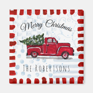 Red Vintage Truck Personalized Magnet