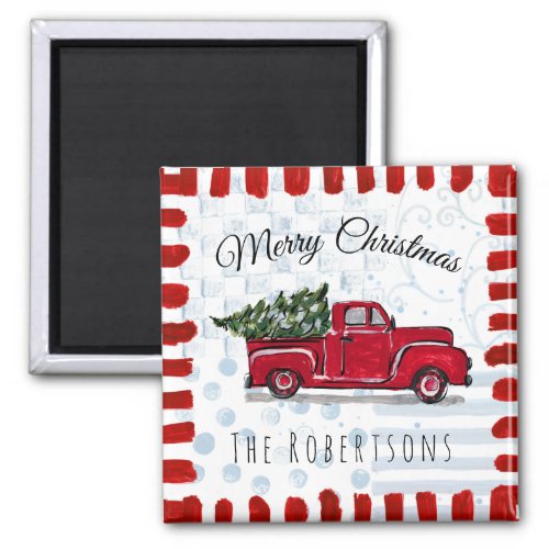 Red Vintage Truck Personalized  Magnet