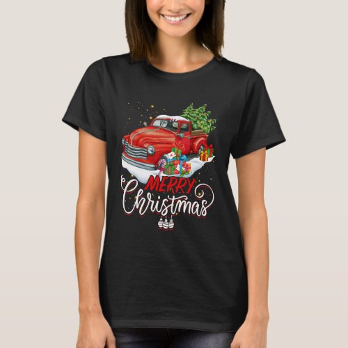 Red Vintage Truck Shirt Retro Christmas Tree Picku