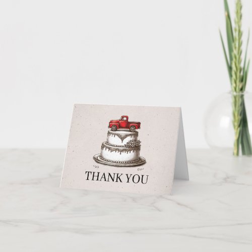Red Vintage Truck Thank You Card