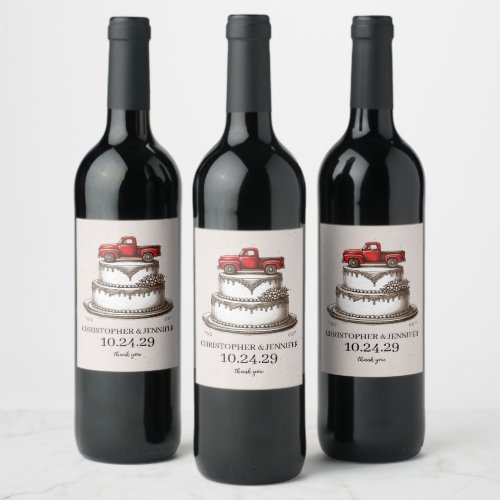 Red Vintage Truck Wine Label