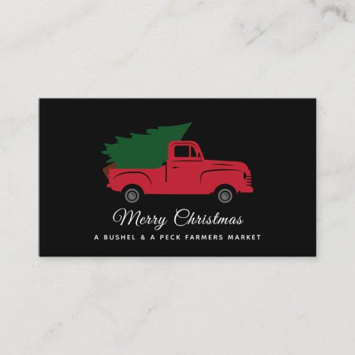 Red Vintage Truck with Christmas Tree  Business Card