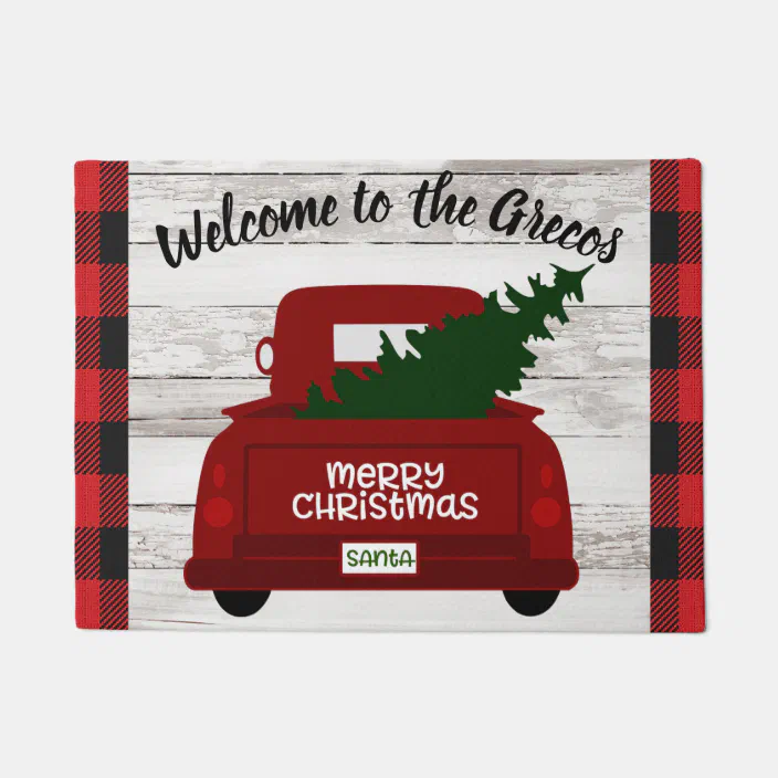 Floor & Rugs Home & Living Red Vintage Christmas Truck with Trees