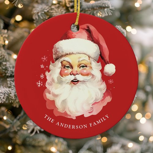 Christmas Ornaments 14 Red Vintage Watercolor Santa Claus Christmas Ceramic Ornament