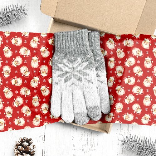 Christmas Wrapping Paper 8 Red Vintage Watercolor Santa Claus Christmas Tissue Paper