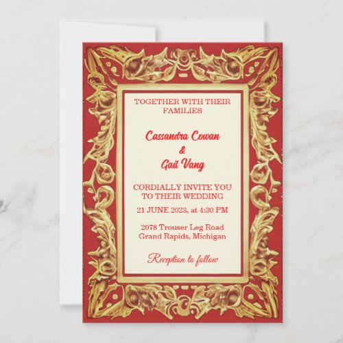 Red Vintage Wedding Invitation
