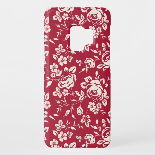Red Vintage White Rose Silhouettes Case_Mate Samsung Galaxy S9 Case