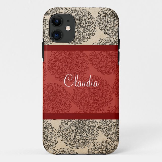 Red Vintage Zinnia BT iPhone 5 Case (Back)