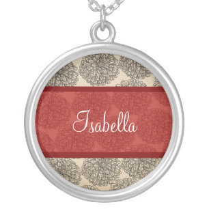 Red Vintage Zinnia Necklace