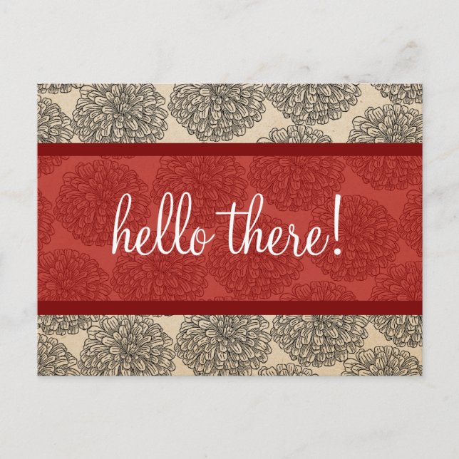 Red Vintage Zinnia Postcard (Front)