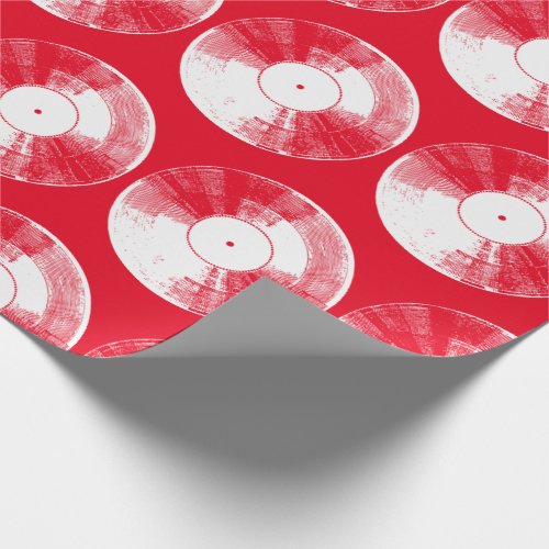 Red Vinyl Record Wrapping Paper