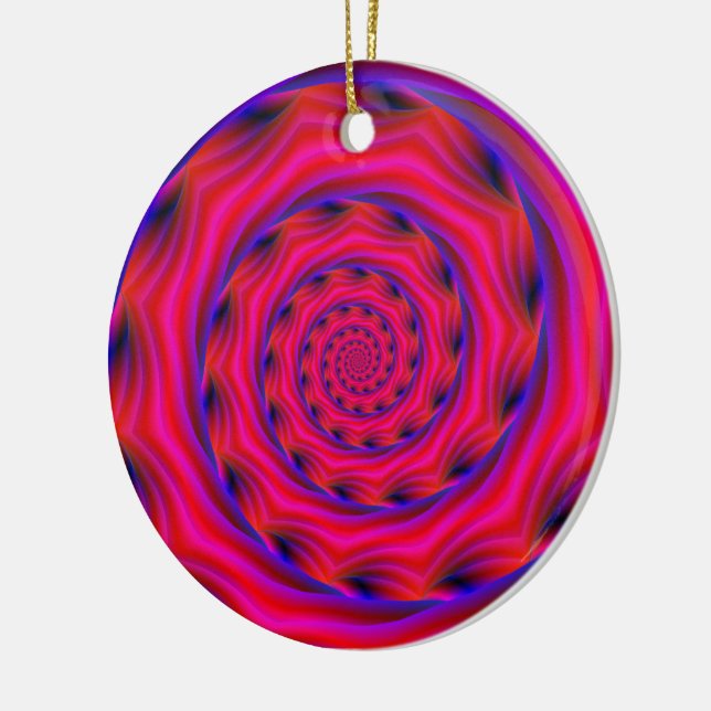 Red Violet and Blue Spiral Ceramic Ornament (Left)