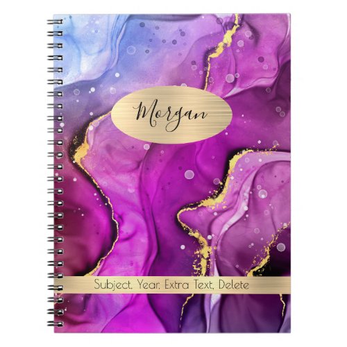 Red Violet Blue  Gold Ink Abstract NameSubject Notebook