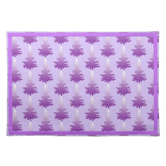 Red-Violet Evergreen Christmas Trees Cloth Placemat (Front)