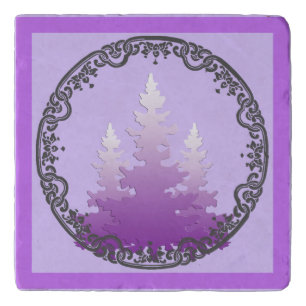 Red-Violet Evergreen Christmas Trees Trivet