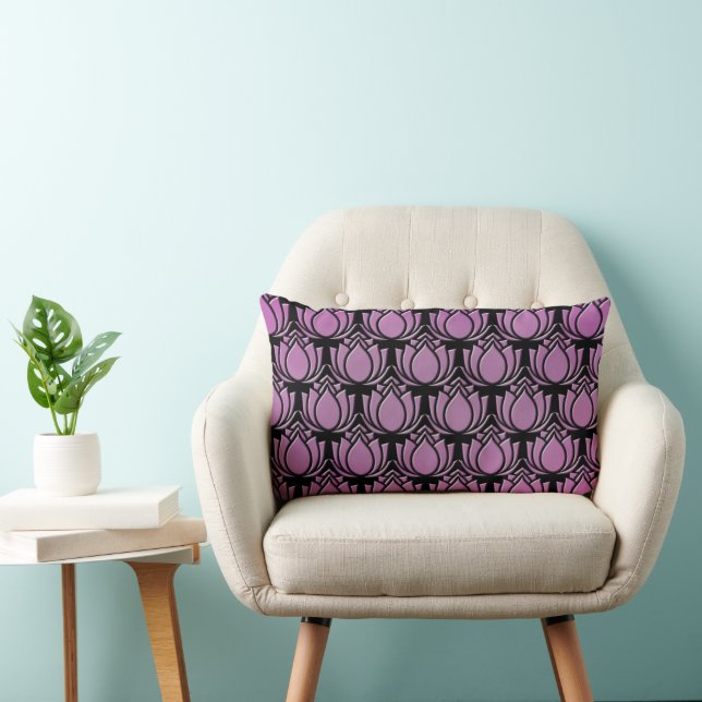 Red-violet Lotus Lumbar Pillow (Chair)