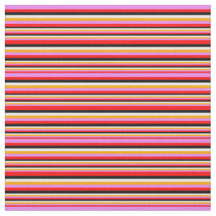 Red, Violet, Orange, White & Black Colored Lines Fabric