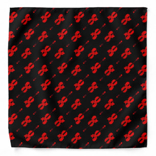 Red Violin Pattern Bandana