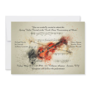 Red Violin Recital Invitation