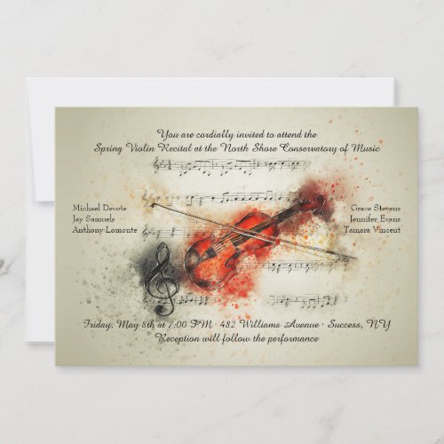 Red Violin Recital Invitation