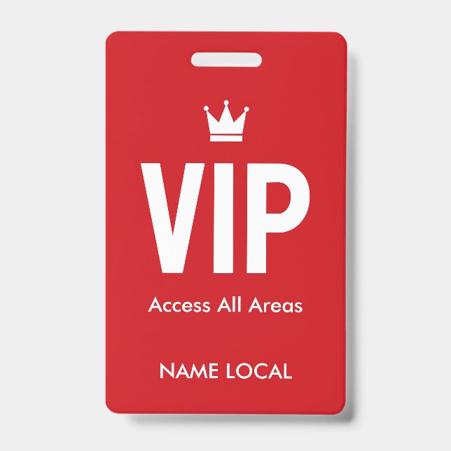 Red VIP Access identification VIP lounges Badge (Front)