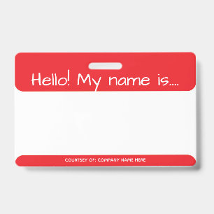 Red Visitor ID Badge