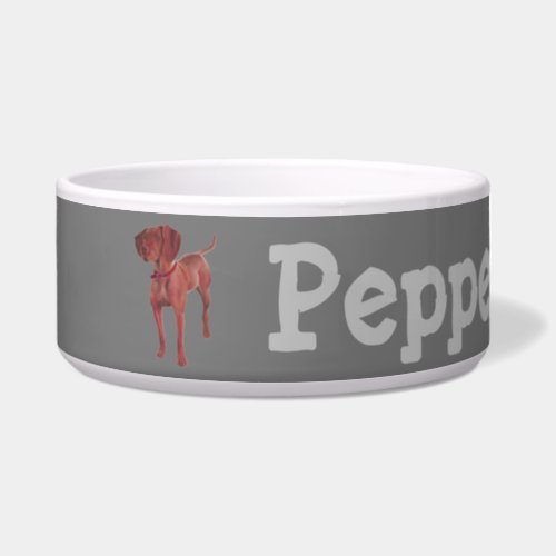 red vizsla dog personalized name dog bowl