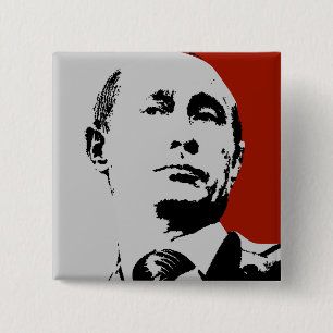 Red Vladimir Putin Pinback Button