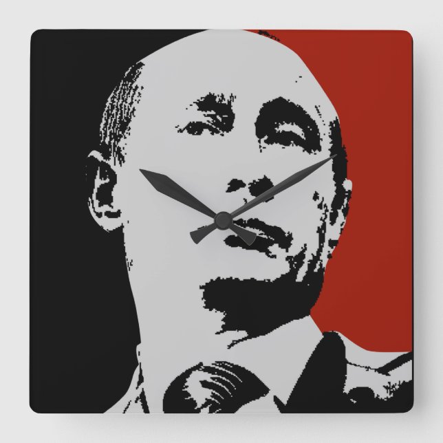 Red Vladimir Putin Square Wall Clock (Front)