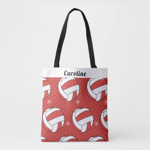 Red Volleyball Balls  Snowflakes Girls Name Cute Tote Bag