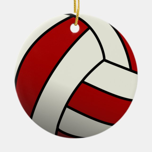 Red Volleyball Ceramic Ornament (Front)