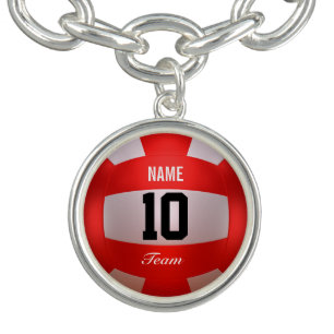 Red Volleyball Charm Bracelet