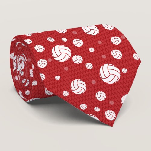 Red Volleyball Chevron Patterned Neck Tie