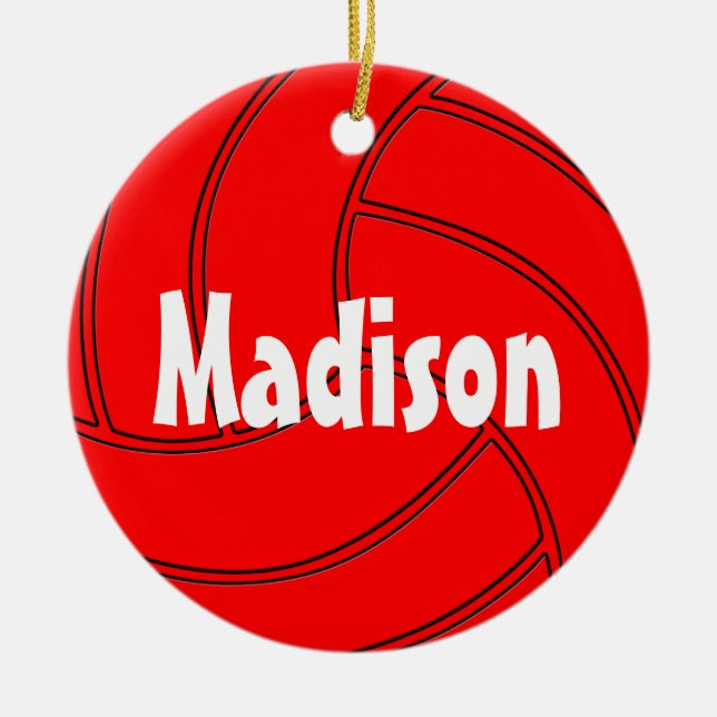 Red Volleyball Christmas Ornament (Front)