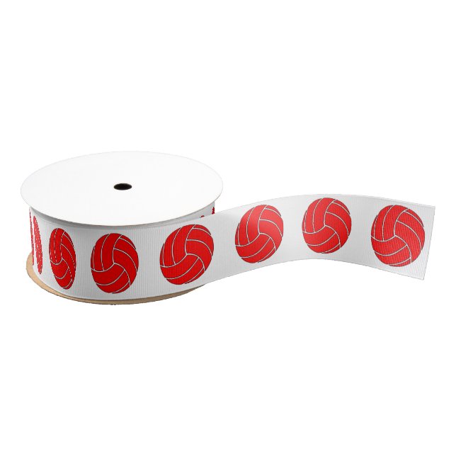 Red Volleyball Crossgrain Ribbon (Spool)