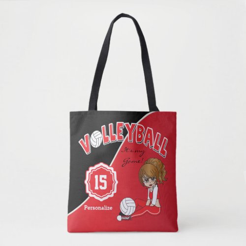 Red Volleyball Diva Girl Tote Bag