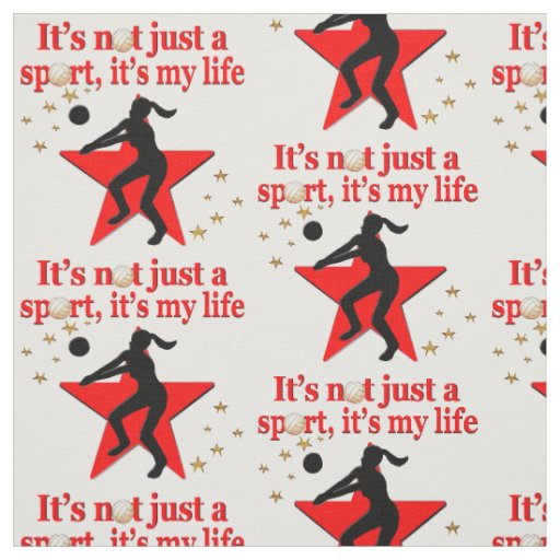 RED VOLLEYBALL IS MY LIFE DESIGN FABRIC