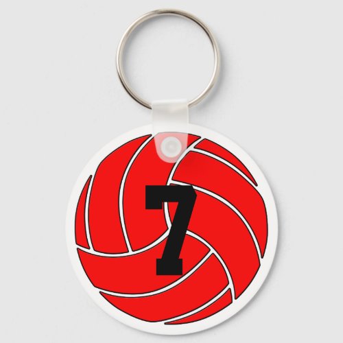 Red Volleyball Keychain Key Ring