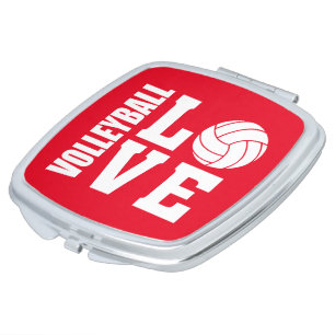 Red Volleyball Love Travel Compact Mirror