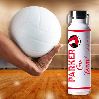 Red Volleyball Name | Go Team Sports   Water Bottle by tjssportsmania at Zazzle