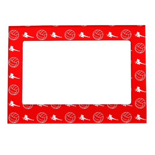 Red Volleyball Pattern Magnetic Picture Frame