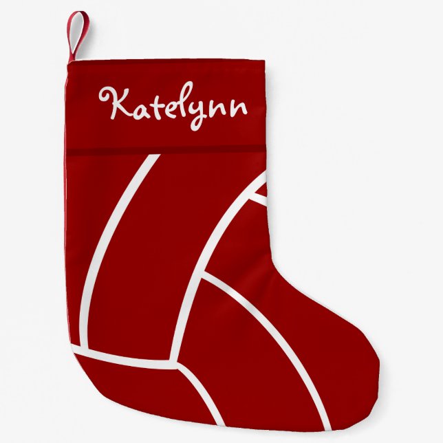 Red Volleyball Personalized Christmas Stocking (Front)