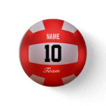 Red Volleyball Pinback Button