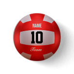 Red Volleyball Pinback Button Red Volleyball Pinback Button