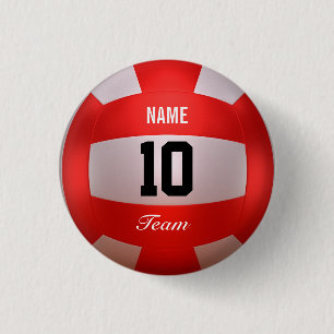 Red Volleyball Pinback Button