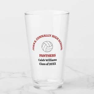 Red Volleyball Player Personalized Team Glass