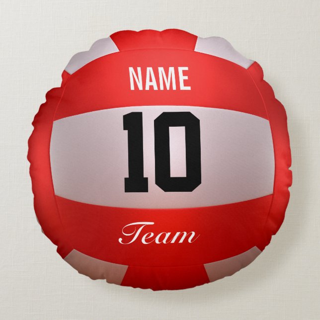 Red Volleyball Round Pillow (Front)