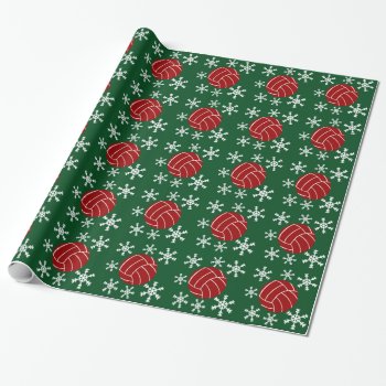 Red Volleyball Snowflake Holiday Wrapping Paper by theburlapfrog at Zazzle