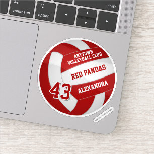 red volleyball team colors kids name jersey number sticker